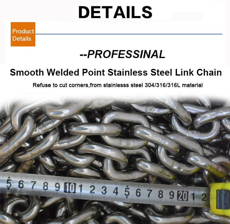 China Manufacturer of 10mm or " 3/8" Stainless Steel 304 316 Link Chain